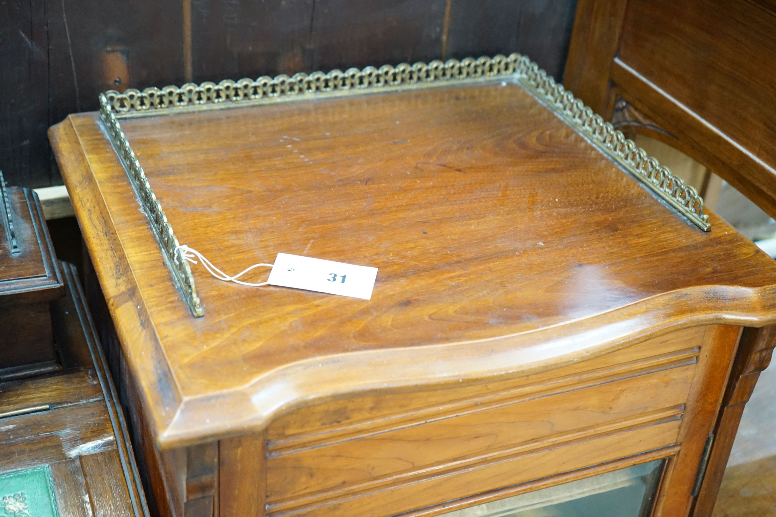 A late Victorian walnut serpentine front sheet music cabinet, width 49cm, depth 42cm, height 95cm
